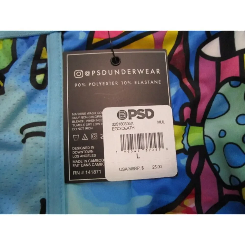 PSD Ego Death Neon Colors Skulls Mushrooms Men's Large Underwear Boxer Briefs